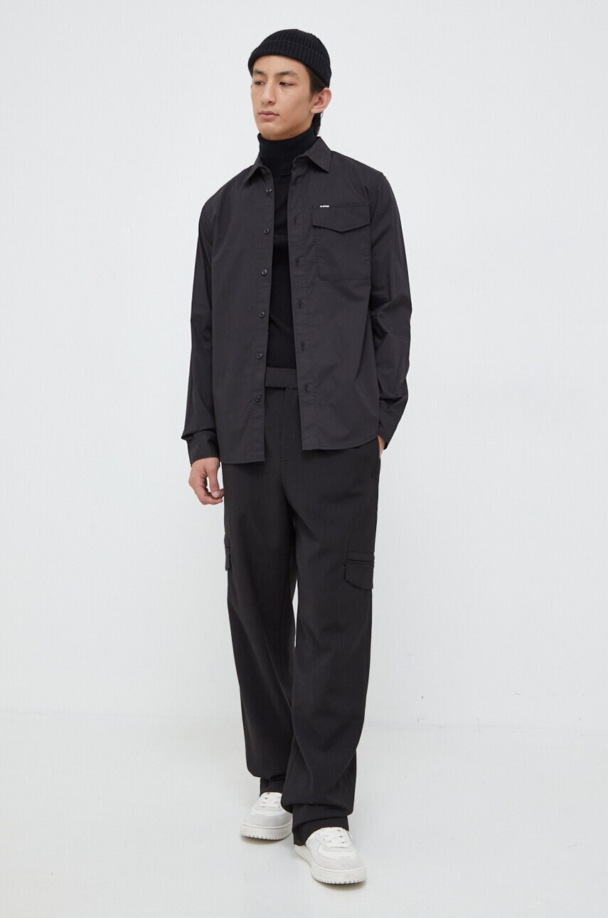 Сорочка G-Star Raw чоловіча колір чорний regular класичний комір