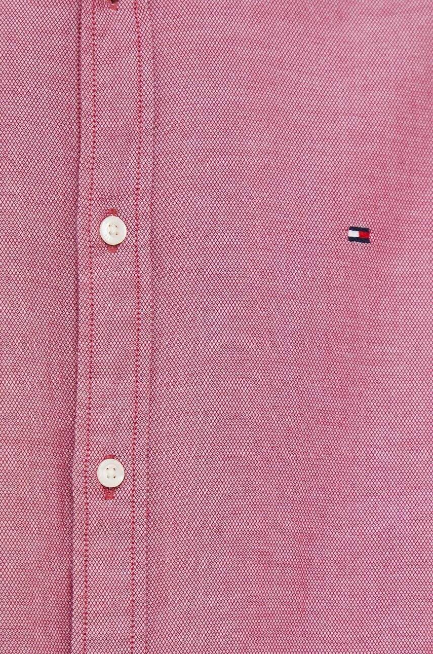 Бавовняна сорочка Tommy Hilfiger чоловіча колір бордовий slim комір button-down