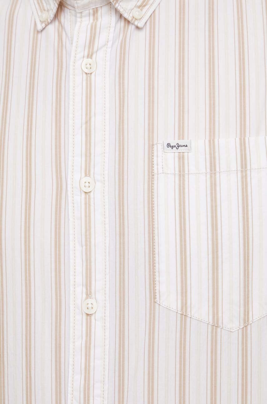 Бавовняна сорочка Pepe Jeans PRESTON чоловіча колір білий regular комір button-down PM308280