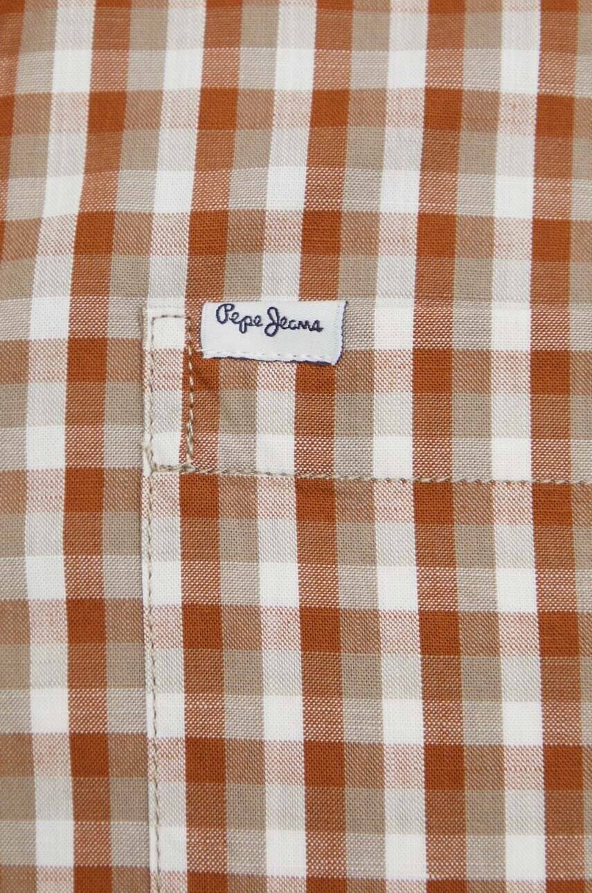 Бавовняна сорочка Pepe Jeans PAXTON чоловіча колір бежевий regular комір button-down PM308282