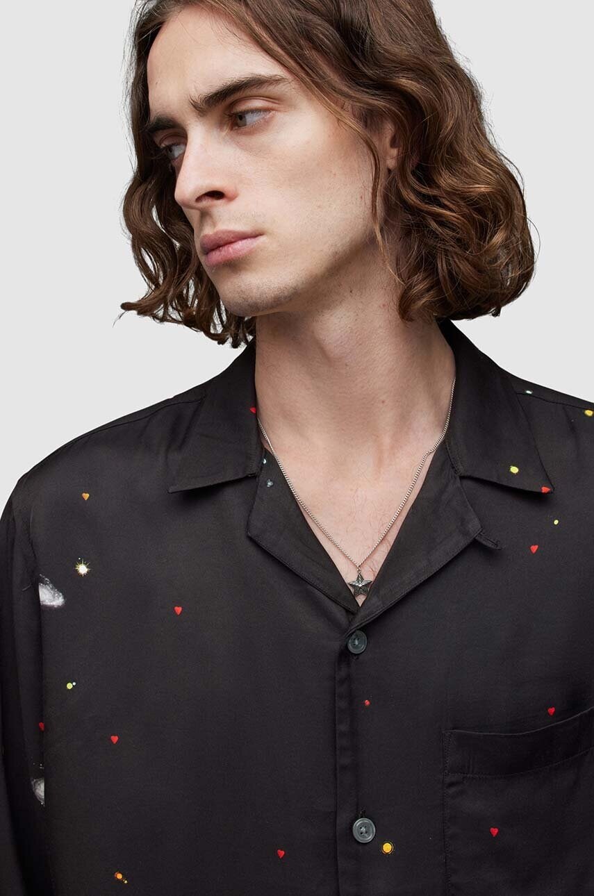 Сорочка AllSaints Galaxy чоловіча колір чорний relaxed