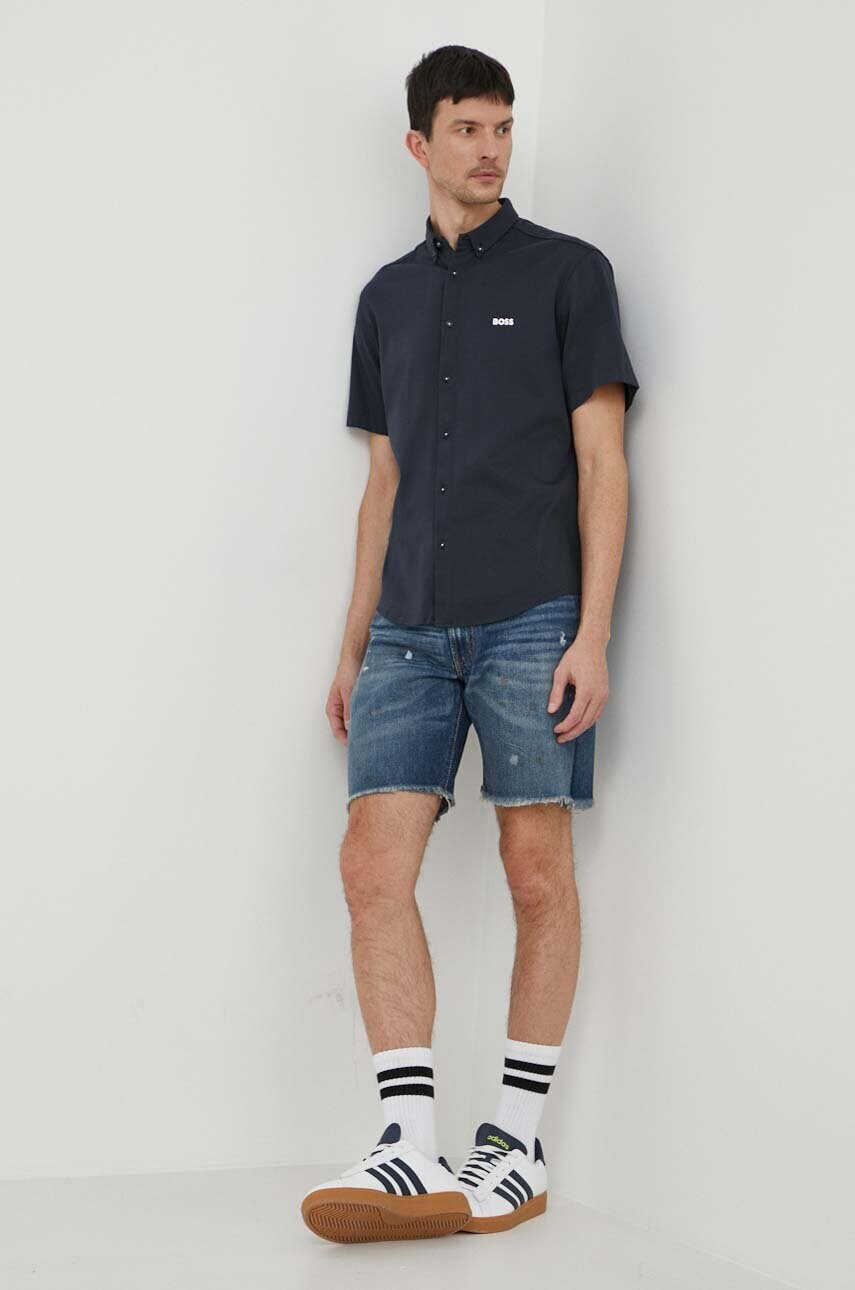 Бавовняна сорочка Boss Green чоловіча regular комір button-down
