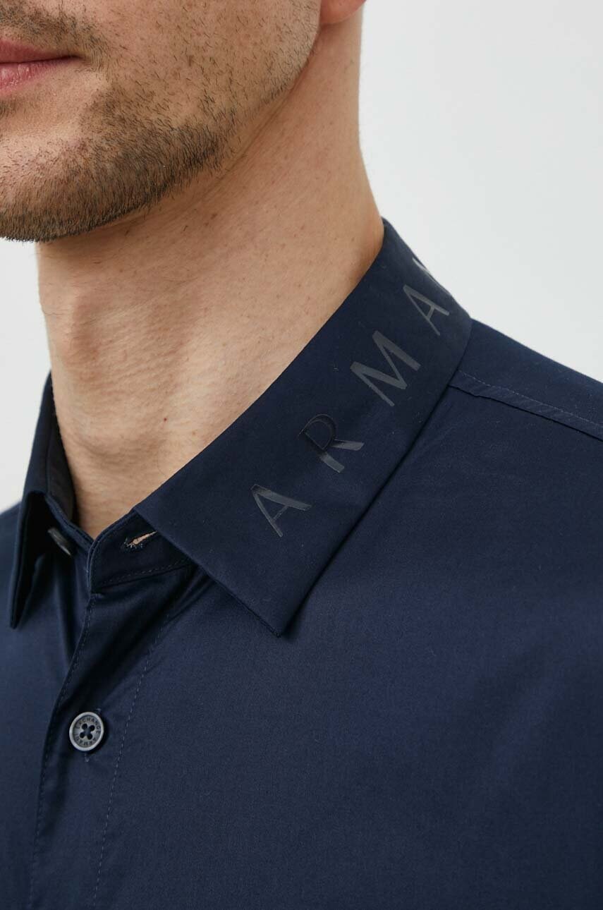 Бавовняна сорочка Armani Exchange чоловіча колір синій regular класичний комір