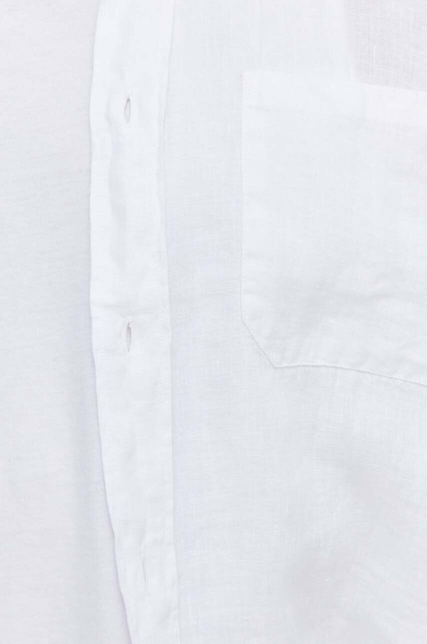 Сорочка з льону HUGO колір білий regular комір button-down 50514162