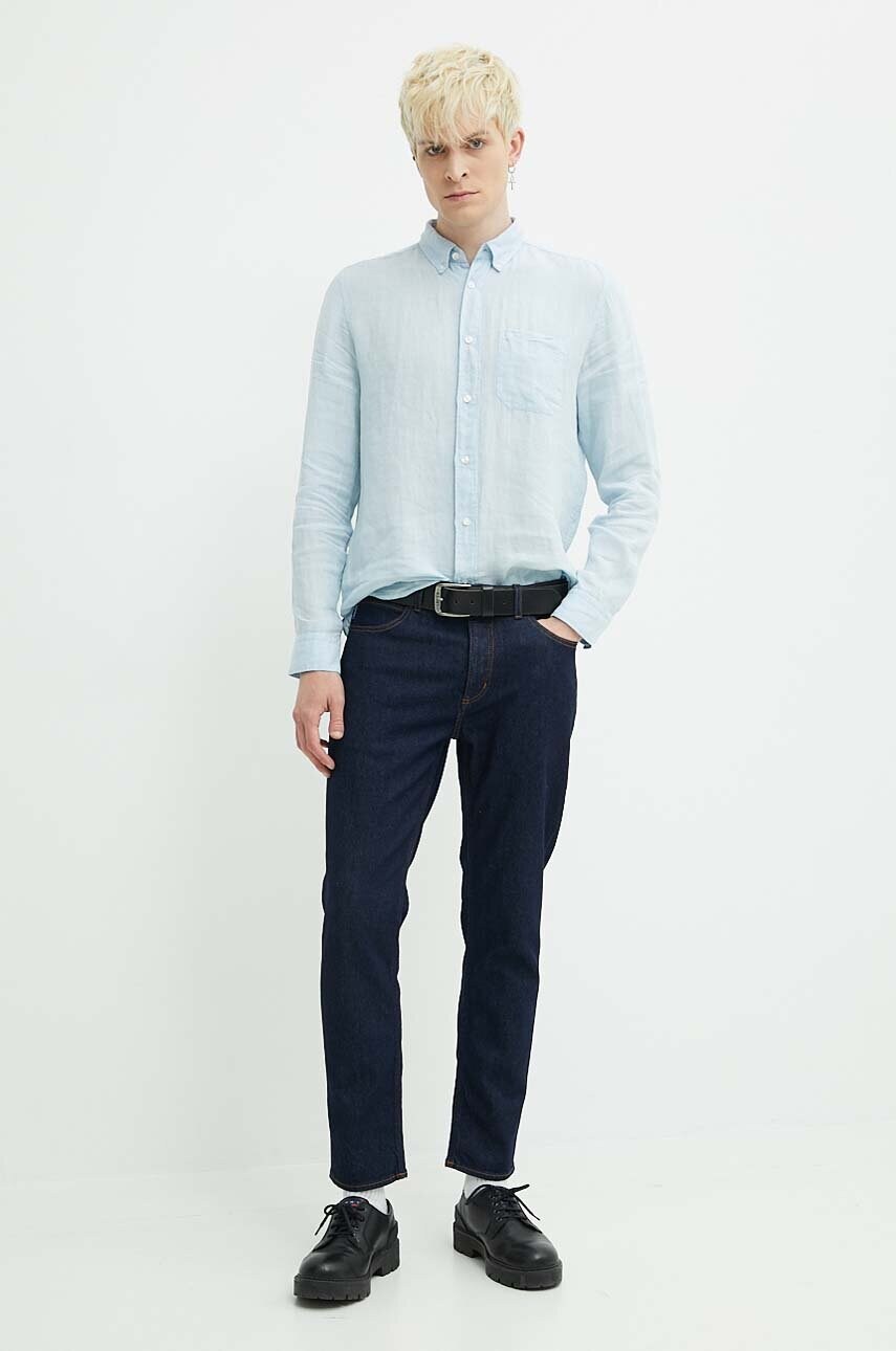 Сорочка з льону HUGO regular комір button-down 50514162