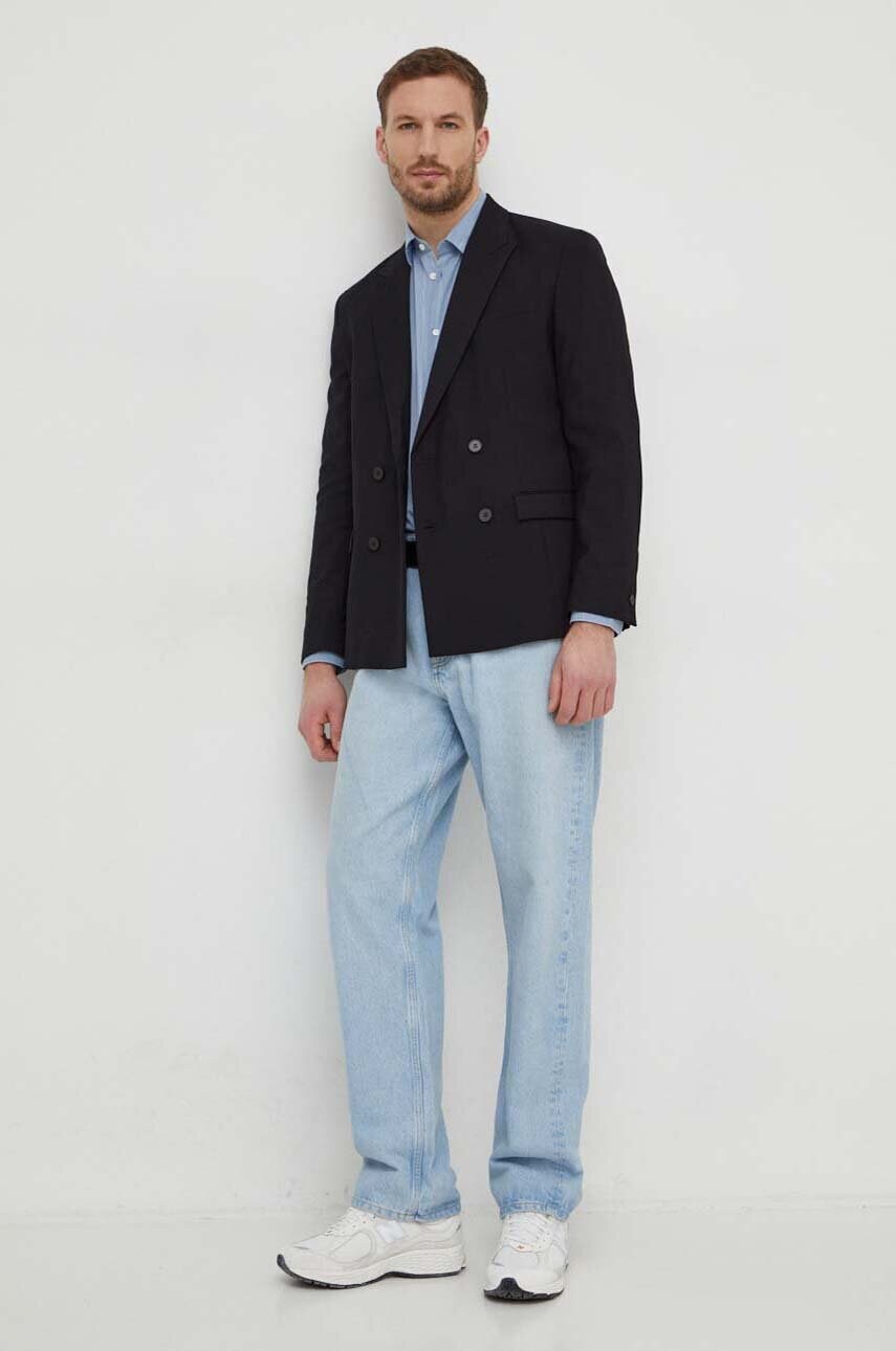 Бавовняна сорочка Sisley чоловіча slim класичний комір