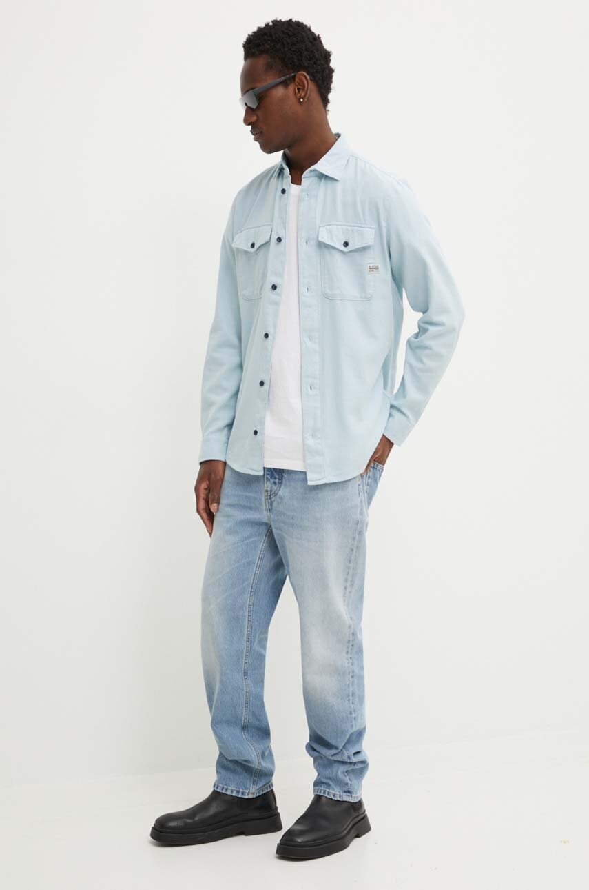 Бавовняна сорочка G-Star Raw чоловіча regular класичний комір