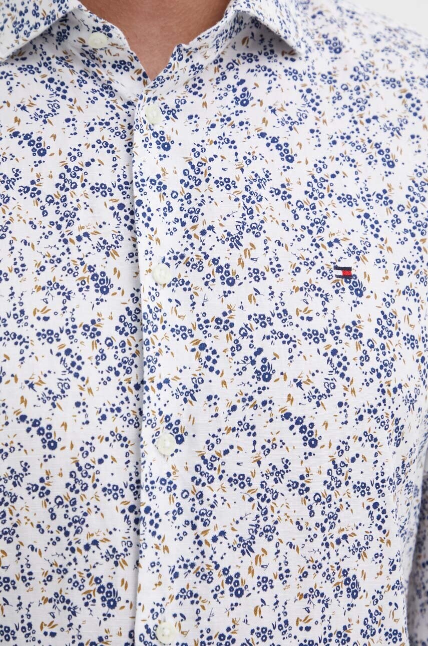 Сорочка з домішкою льону Tommy Hilfiger колір білий slim класичний комір MW0MW34631