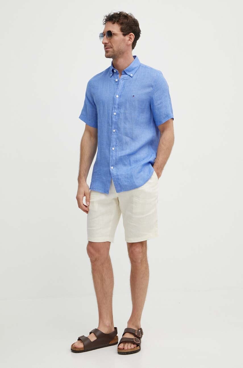 Сорочка з льону Tommy Hilfiger regular комір button-down MW0MW35207