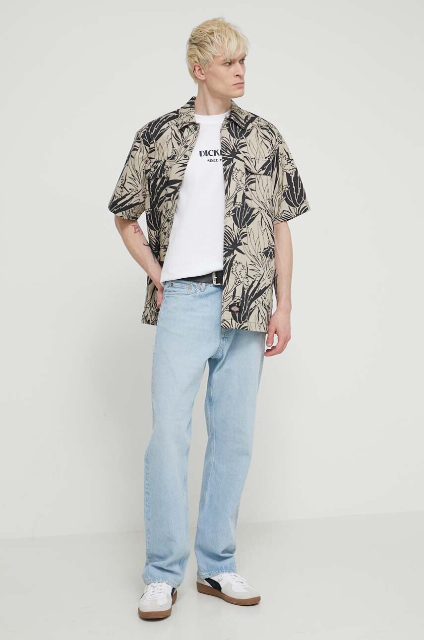 Сорочка Dickies MAX MEADOWS SHIRT SS чоловіча колір бежевий relaxed класичний комір DK0A4YS4