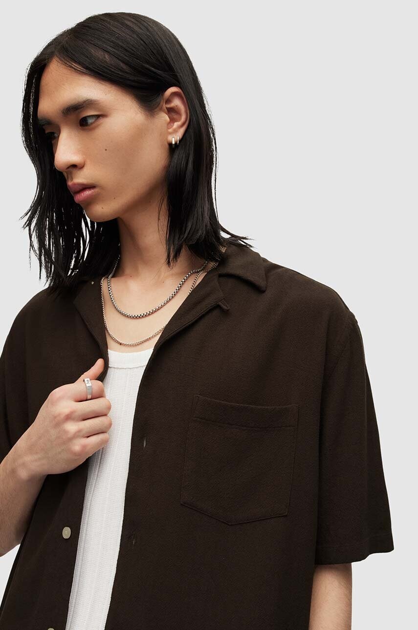 Сорочка AllSaints CUDI чоловіча колір чорний relaxed