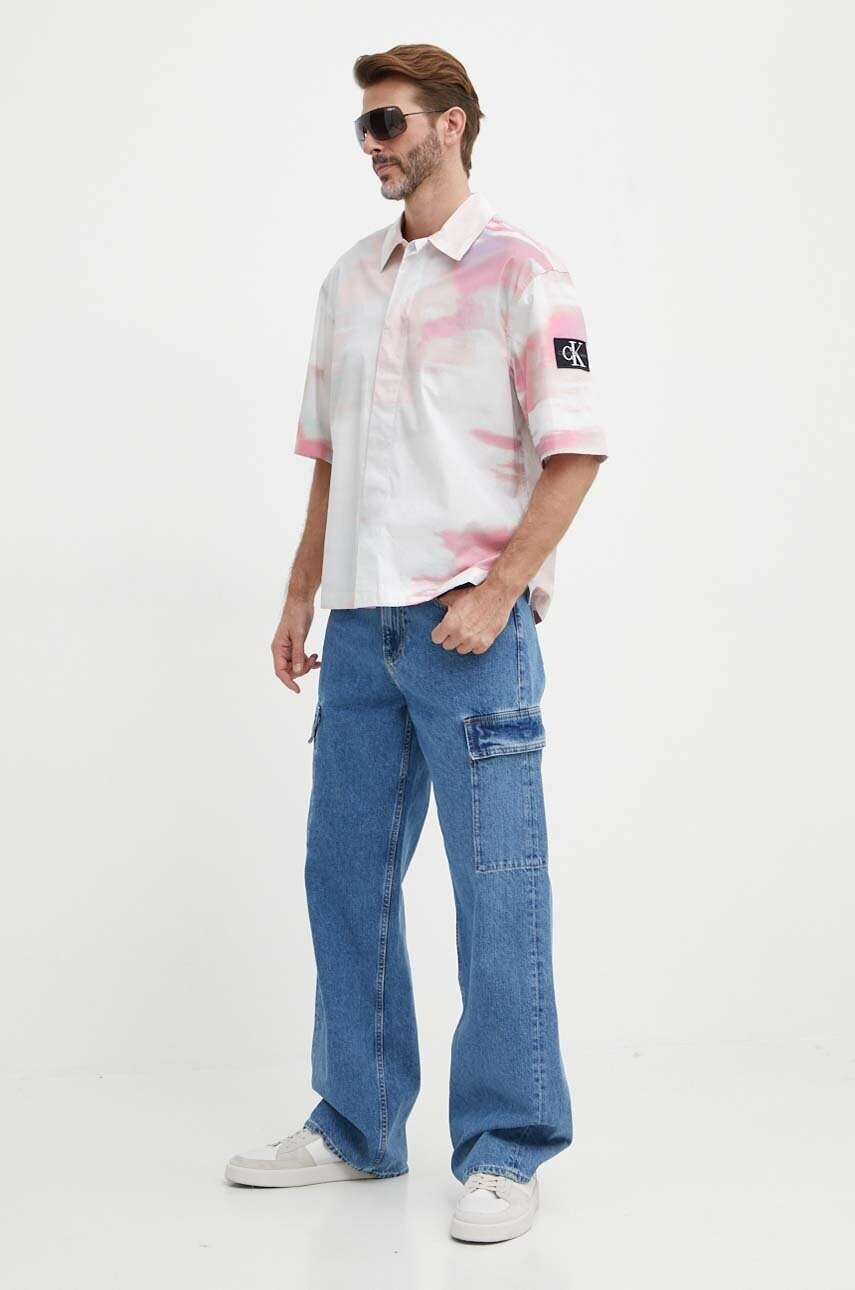 Бавовняна сорочка Calvin Klein Jeans чоловіча relaxed класичний комір J30J325177