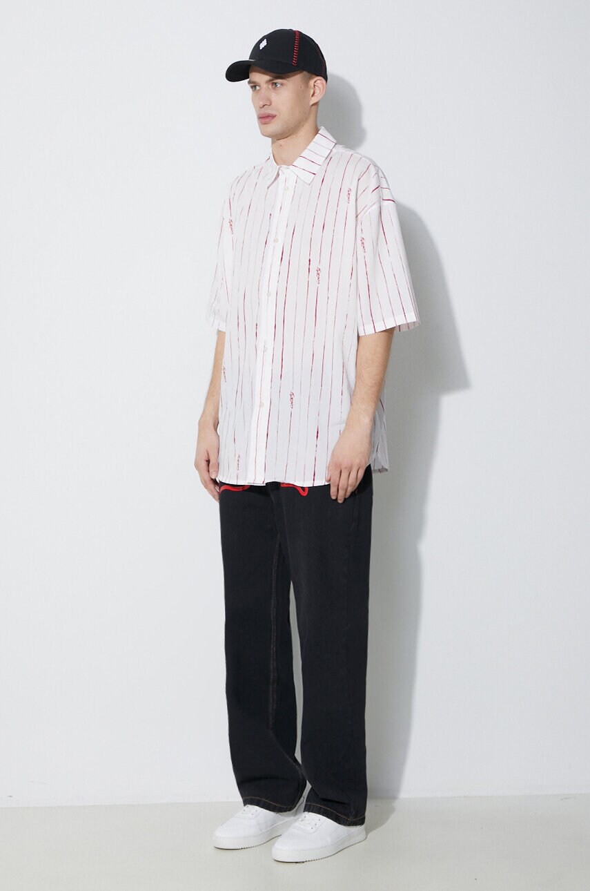 Бавовняна сорочка Marcelo Burlon County Pinstripes Over Shirt чоловіча колір білий relaxed класичний комір CMGG004S24FAB0010128