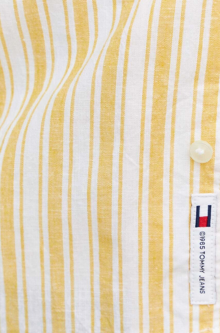 Сорочка з домішкою льону Tommy Jeans колір жовтий regular