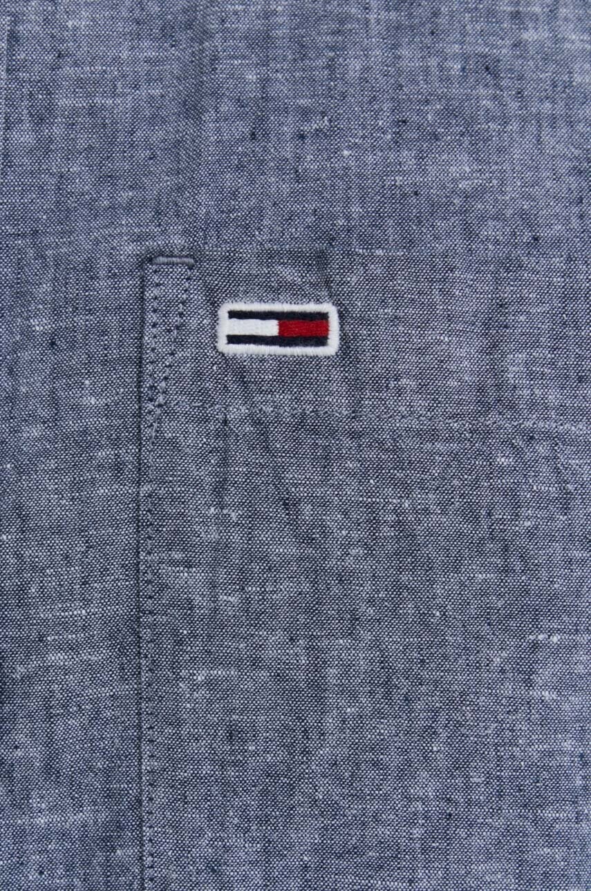 Сорочка з домішкою льону Tommy Jeans колір сірий regular зі стійкою