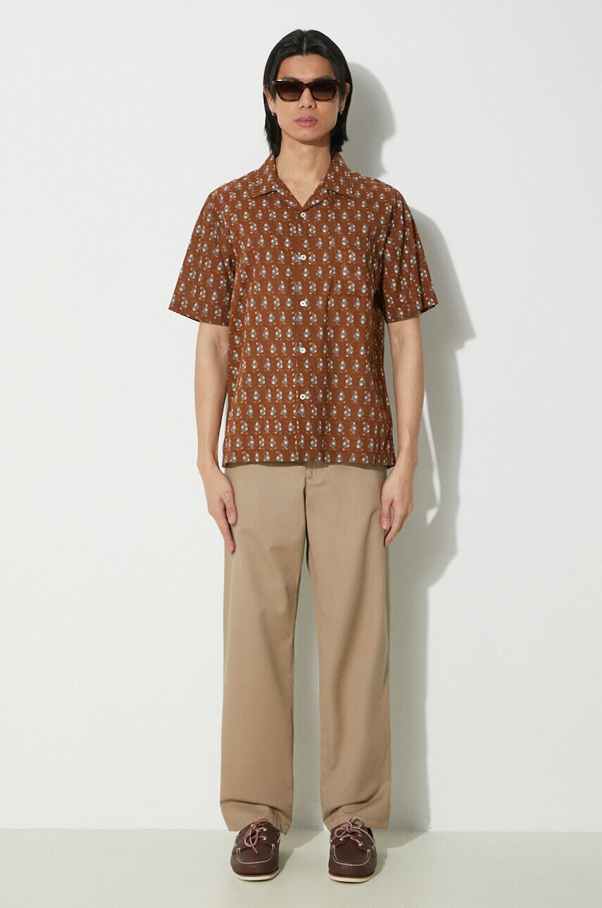 Бавовняна сорочка Universal Works Road Shirt чоловіча колір коричневий regular 30179.BROWN