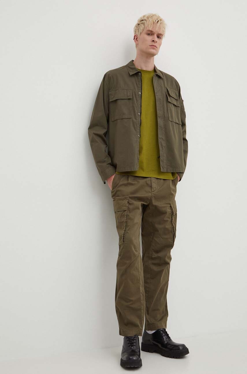 Бавовняна сорочка C.P. Company Gabardine чоловіча колір зелений regular класичний комір 16CMSH121A002824G