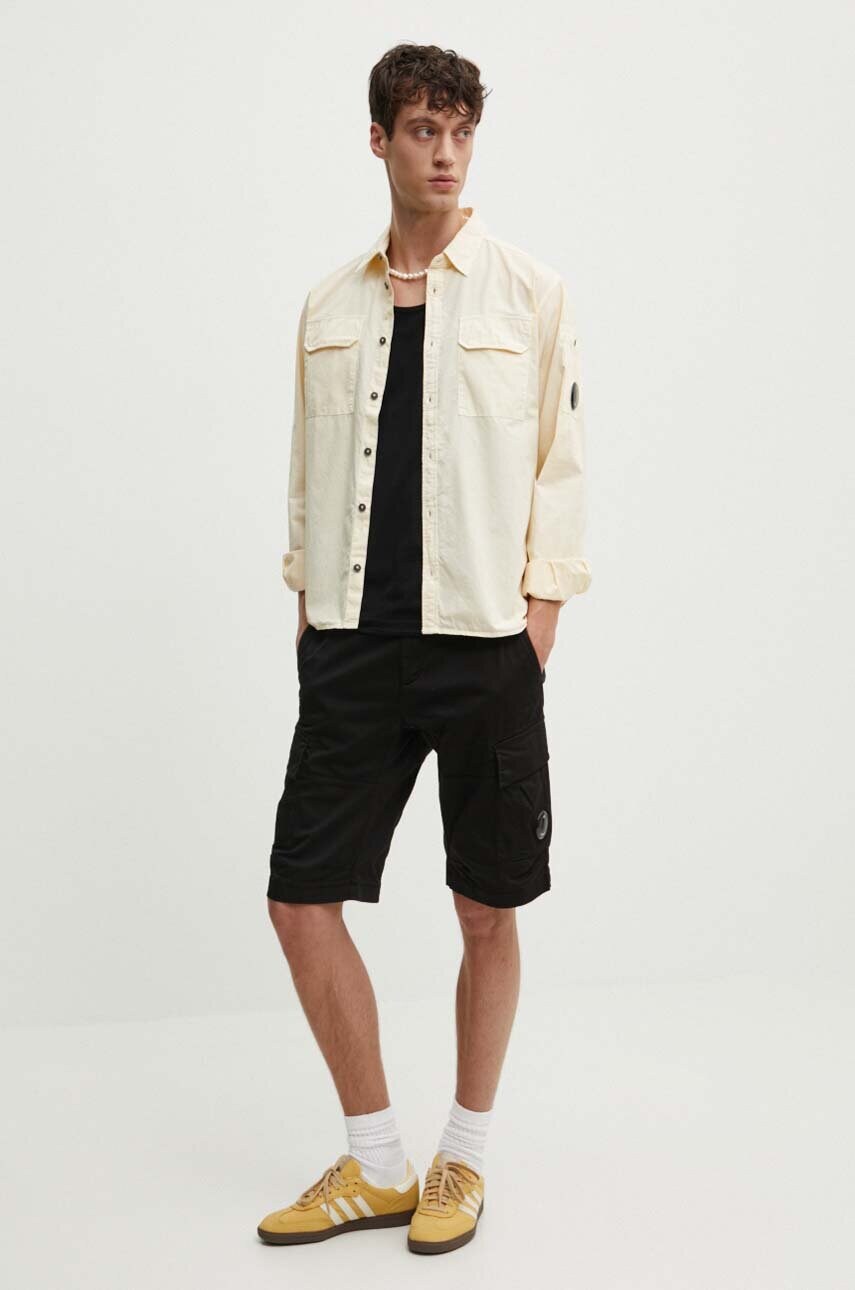 Бавовняна сорочка C.P. Company Gabardine Pocket чоловіча колір бежевий regular класичний комір 16CMSH157A002824G