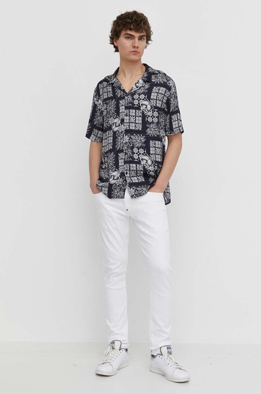 Сорочка The Kooples чоловіча колір синій regular HCCC28059K