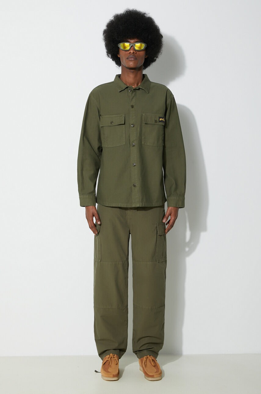 Бавовняна сорочка Stan Ray Cpo Shirt чоловіча колір зелений regular класичний комір CE2403321