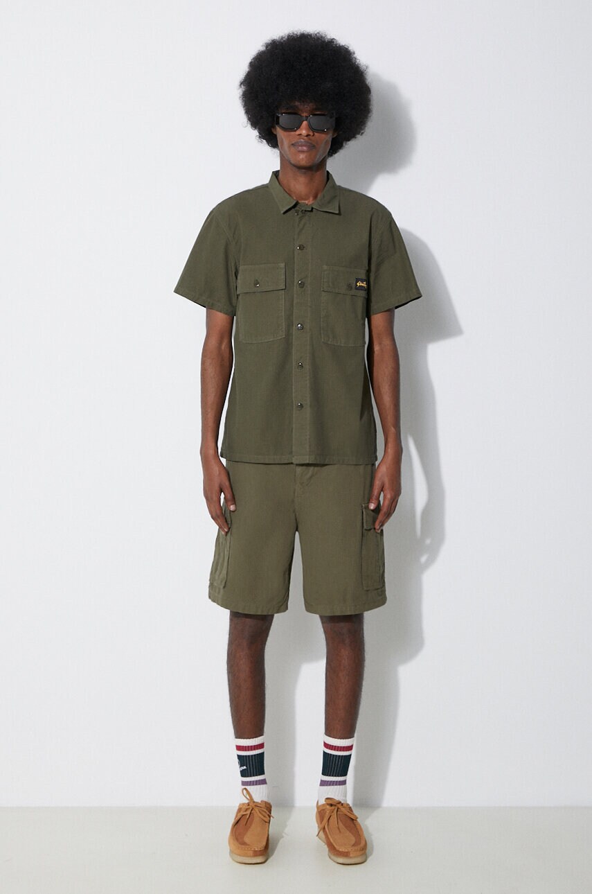 Бавовняна сорочка Stan Ray Cpo Short Sleeve чоловіча колір зелений slim класичний комір SS2401922