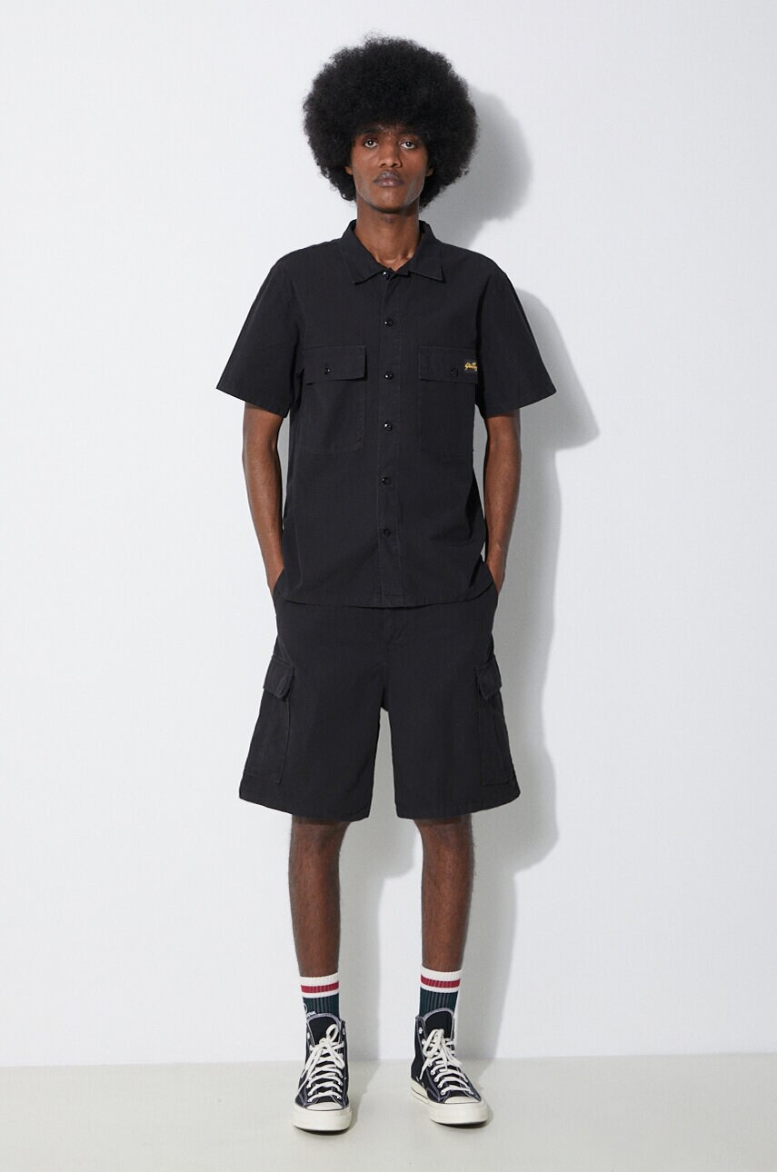 Бавовняна сорочка Stan Ray Cpo Short Sleeve чоловіча колір чорний slim класичний комір SS2401963