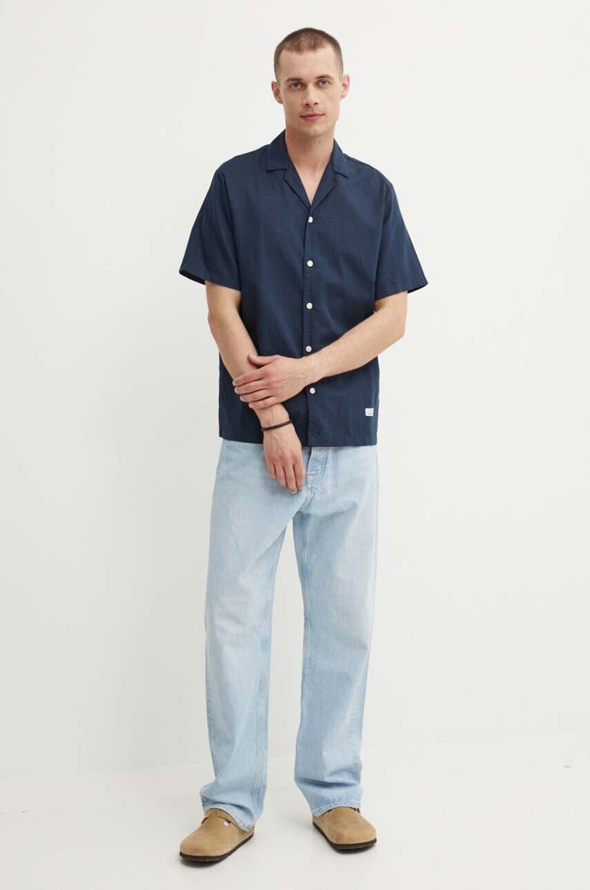 Сорочка з льону Marc O'Polo DENIM колір синій relaxed 5000005076