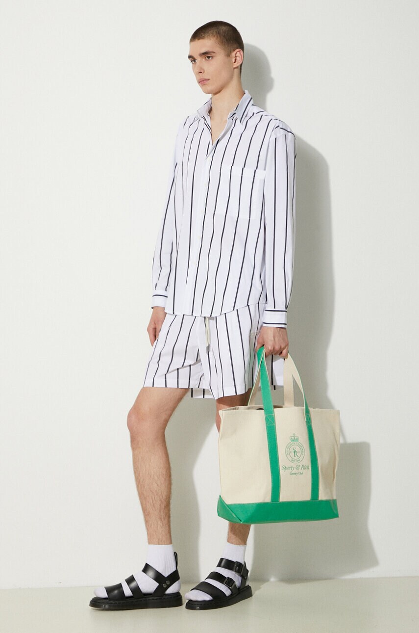 Бавовняна сорочка MKI MIYUKI ZOKU Striped Dress Shirt чоловіча колір чорний regular класичний комір STRIPED.DRESS.SHIRT