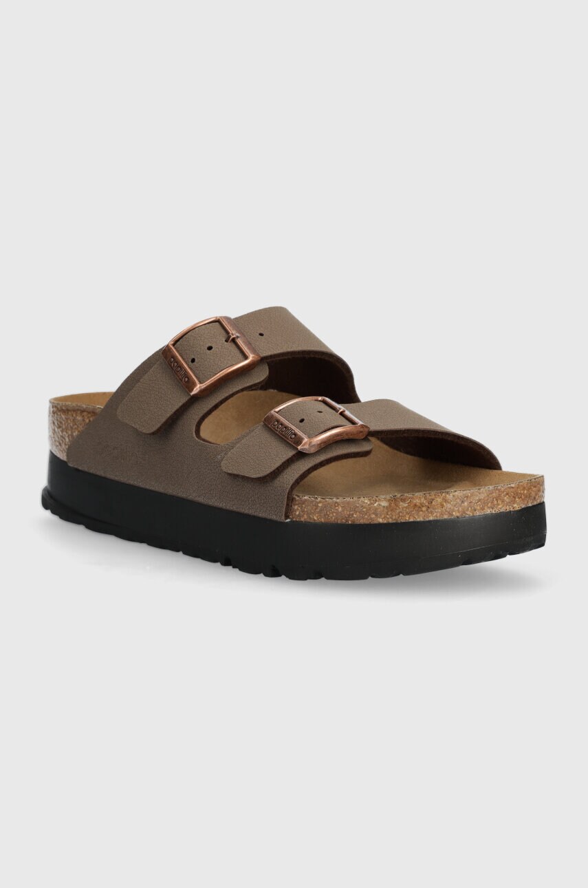 Шльопанці Birkenstock Arizona Platform Flex жіночі колір коричневий на платформі 1027417