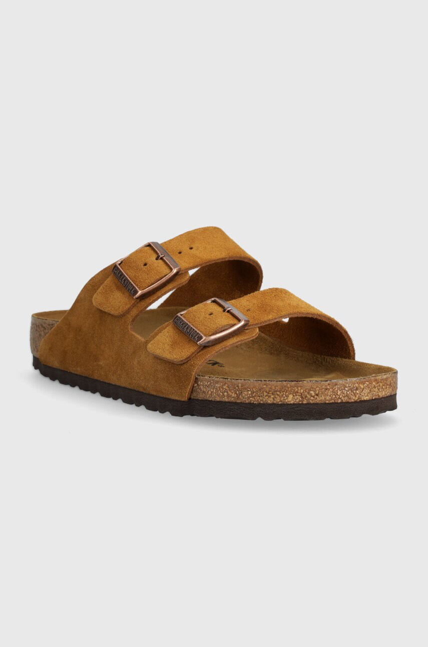 Замшеві шльопанці Birkenstock Arizona чоловічі колір коричневий 1027082