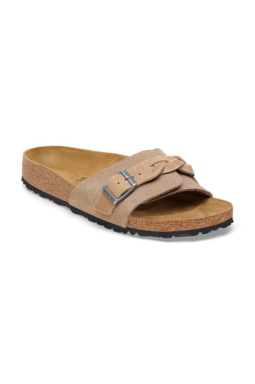 Замшеві шльопанці Birkenstock Oita жіночі колір бежевий 1026730