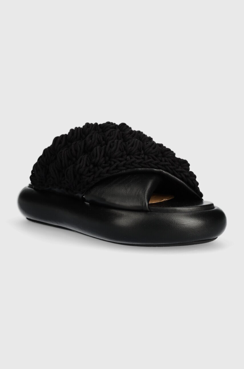 Шльопанці JW Anderson Crochet Twister жіночі колір чорний на платформі ANW42027A