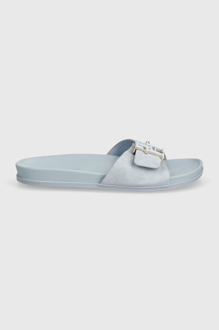 Замшеві шльопанці Tommy Hilfiger TH HARDWARE SUEDE FLAT SANDAL жіночі  FW0FW07935