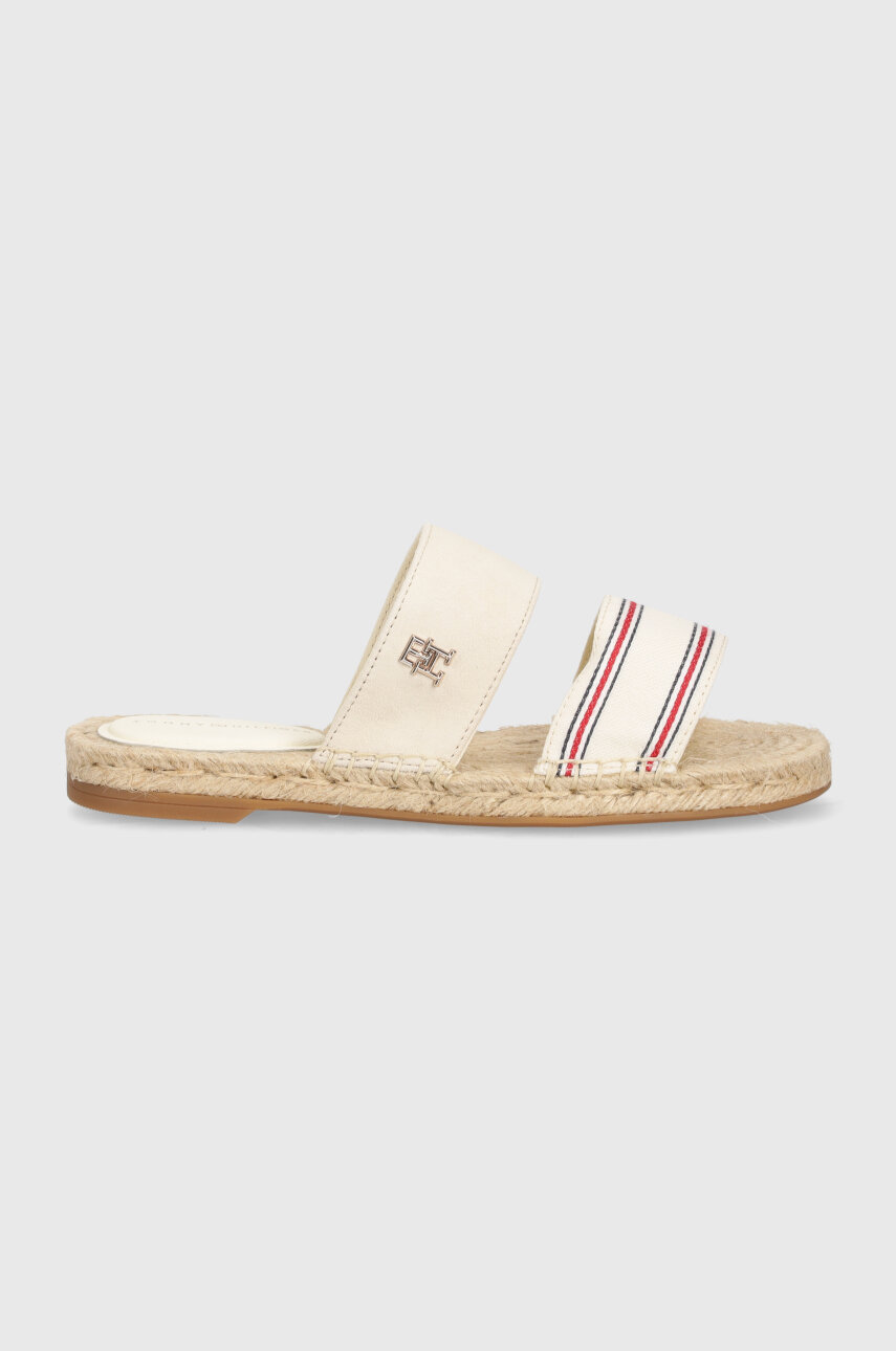 Шльопанці Tommy Hilfiger SHIRTING FLAT ESPADRILLE SANDAL жіночі колір бежевий FW0FW08055