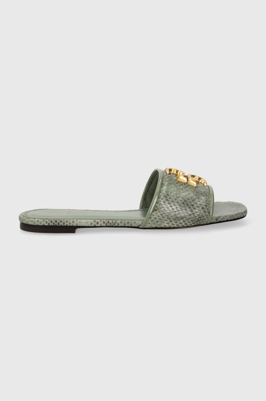 Шкіряні шльопанці Tory Burch Eleanor Slide жіночі колір зелений 155132.300