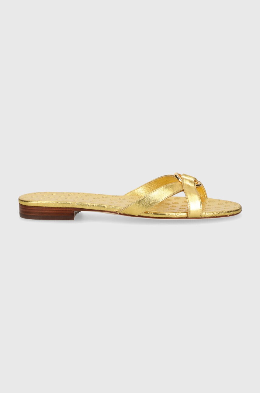 Шкіряні шльопанці Lauren Ralph Lauren Emmy жіночі колір золотий 802935538002