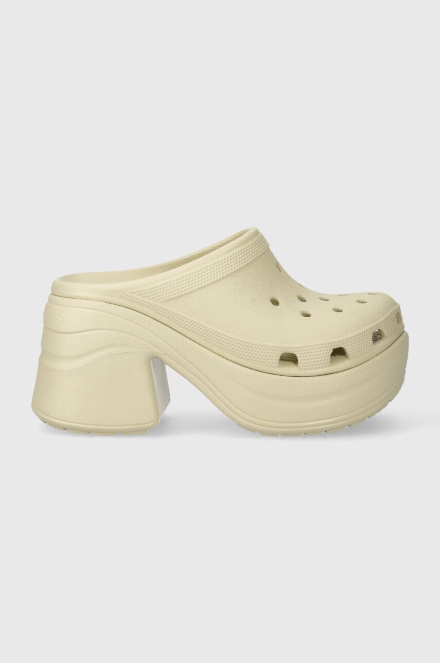 Шльопанці Crocs Siren Clog жіночі колір бежевий на платформі 208547