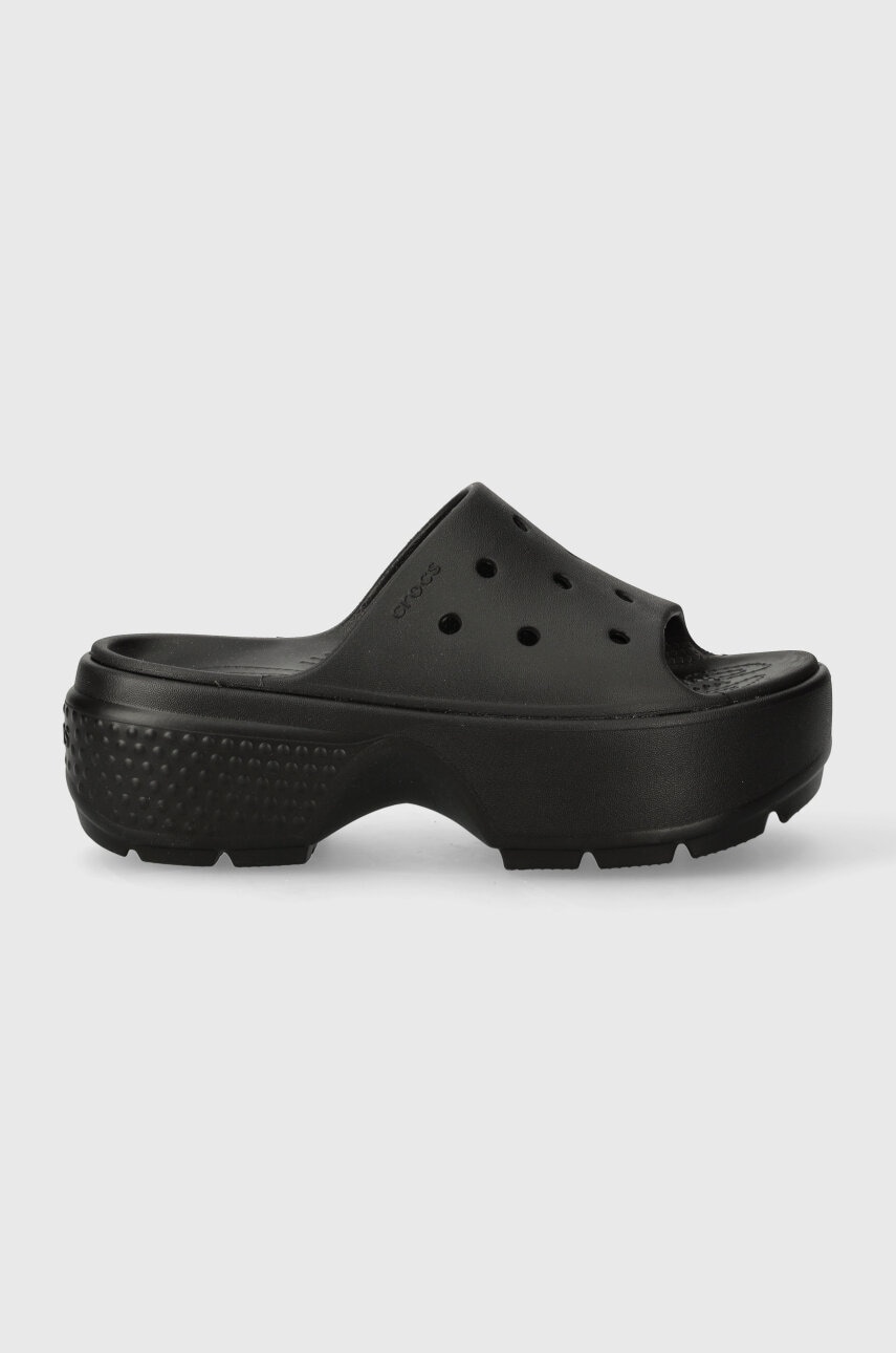 Шльопанці Crocs Stomp Slide жіночі колір чорний на платформі 209346