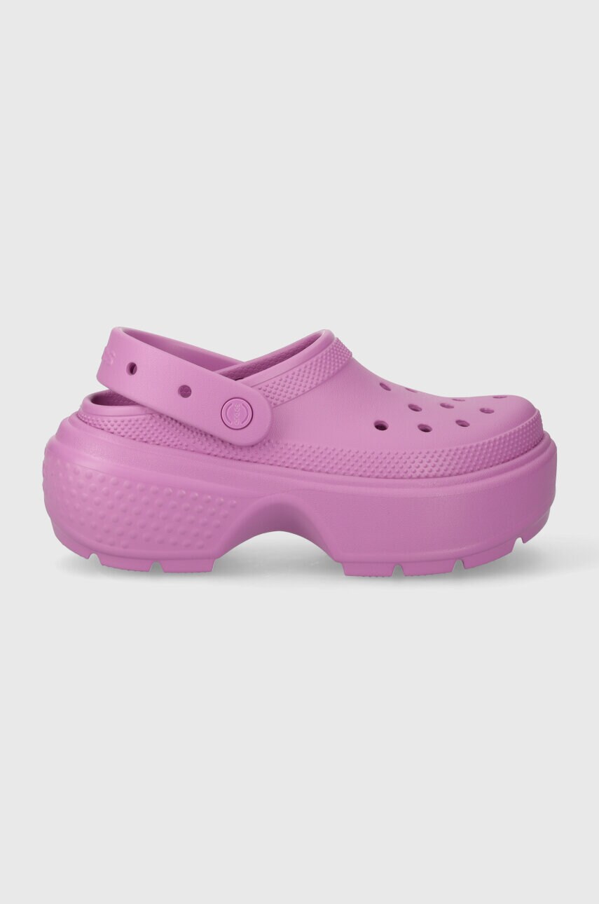 Шльопанці Crocs Stomp Slide жіночі колір фіолетовий на платформі 209347.6WQ