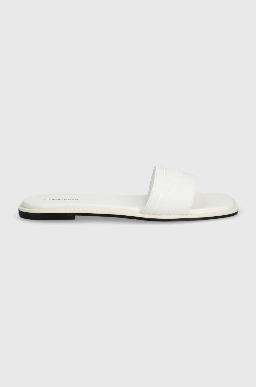 Шльопанці Calvin Klein FLAT SLIDE HE жіночі колір білий HW0HW01989