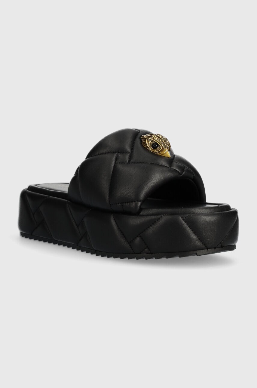 Шкіряні шльопанці Kurt Geiger London Kensington Puff Flatform жіночі колір чорний на платформі 2017800109