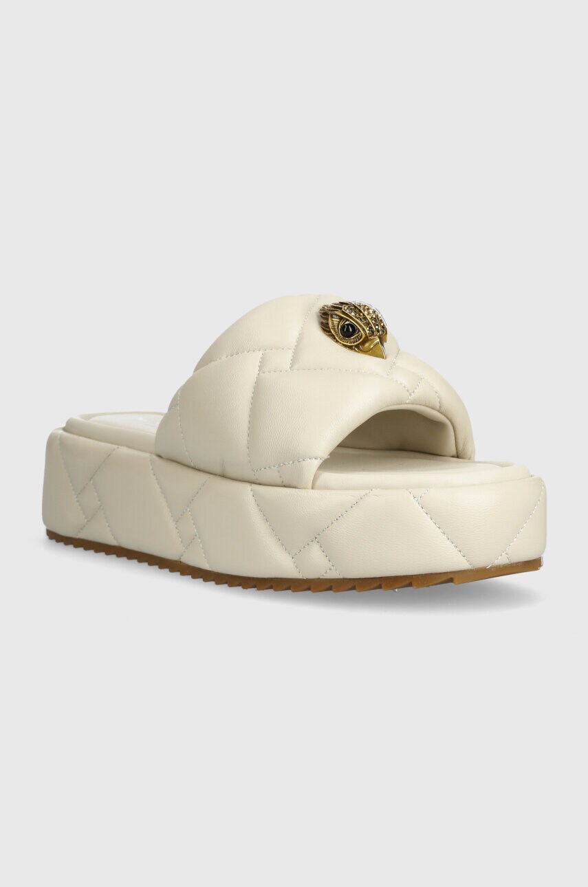 Шкіряні шльопанці Kurt Geiger London Kensington Puff Flatform жіночі колір бежевий на платформі 2017841109