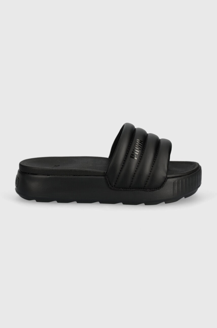 Шльопанці Puma Karmen Slide Puffy жіночі колір чорний на платформі 395399