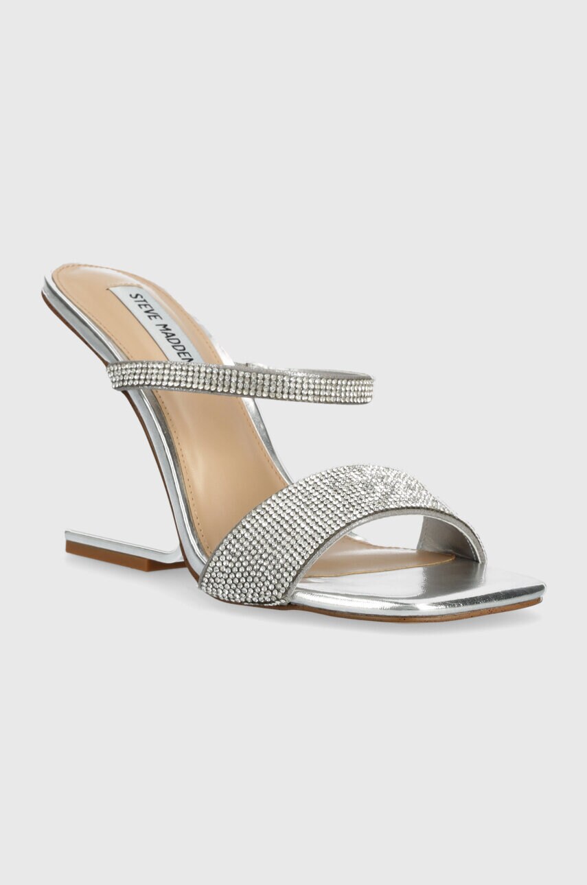 Шльопанці Steve Madden Lotus-R жіночі колір срібний каблук блок SM11002986