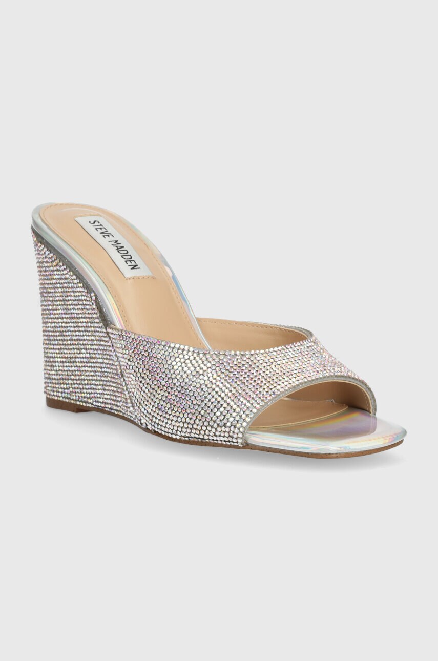 Шльопанці Steve Madden Evoke-R жіночі колір срібний на танкетці SM11002988