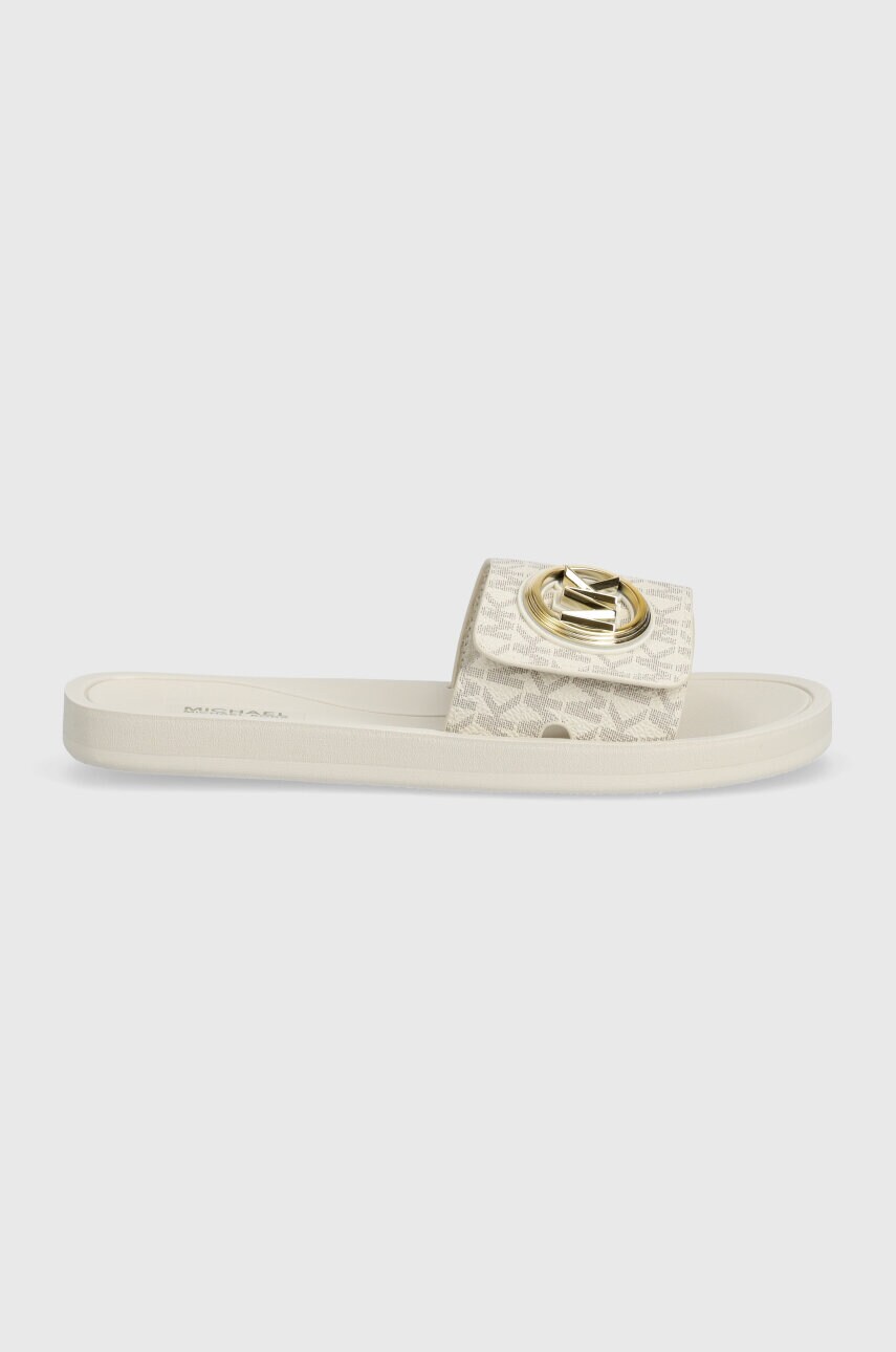 Шльопанці MICHAEL Michael Kors MK Charm Slide жіночі колір бежевий 40R4MKFA1B