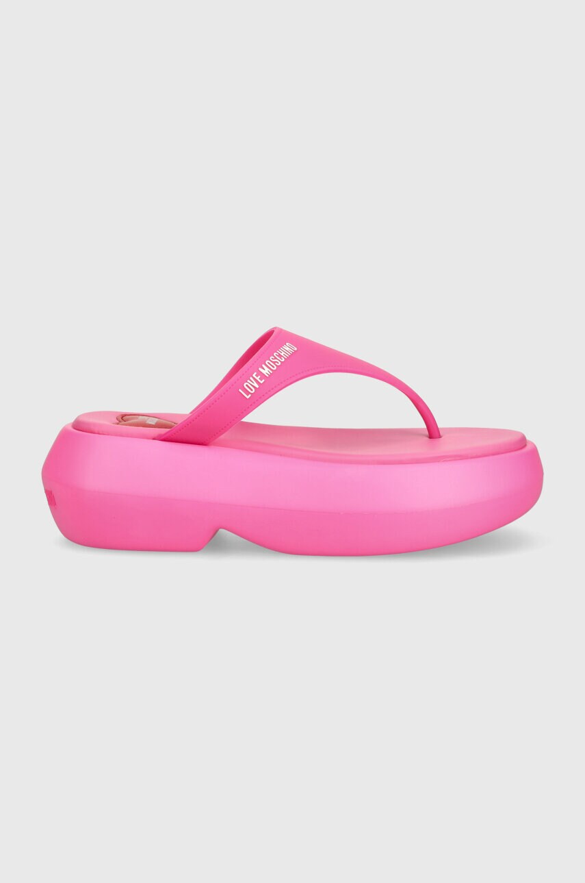 В'єтнамки Love Moschino жіночі колір рожевий на платформі JA28097I0II39604