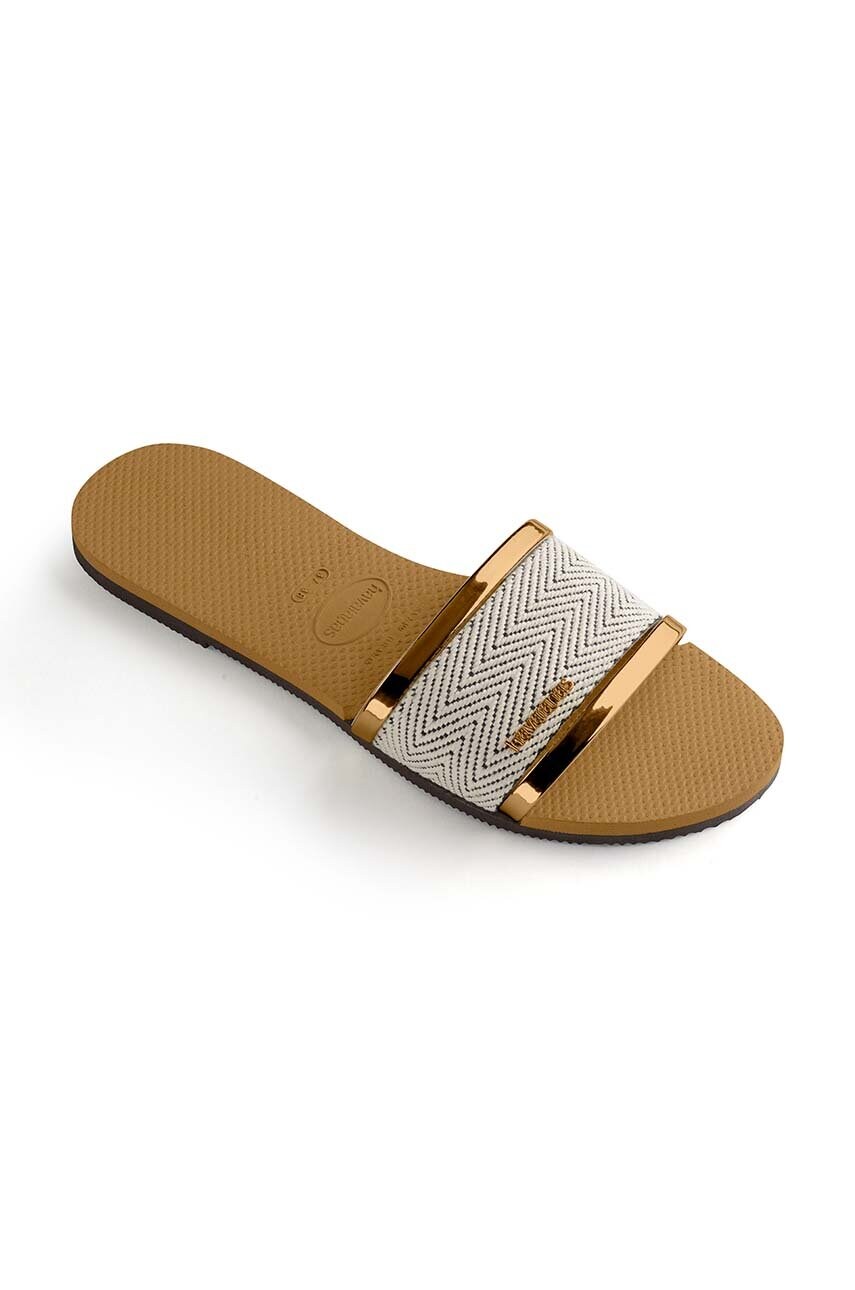 Шльопанці Havaianas YOU TRANCOSO PREMIUM жіночі колір золотий 4146063.1856