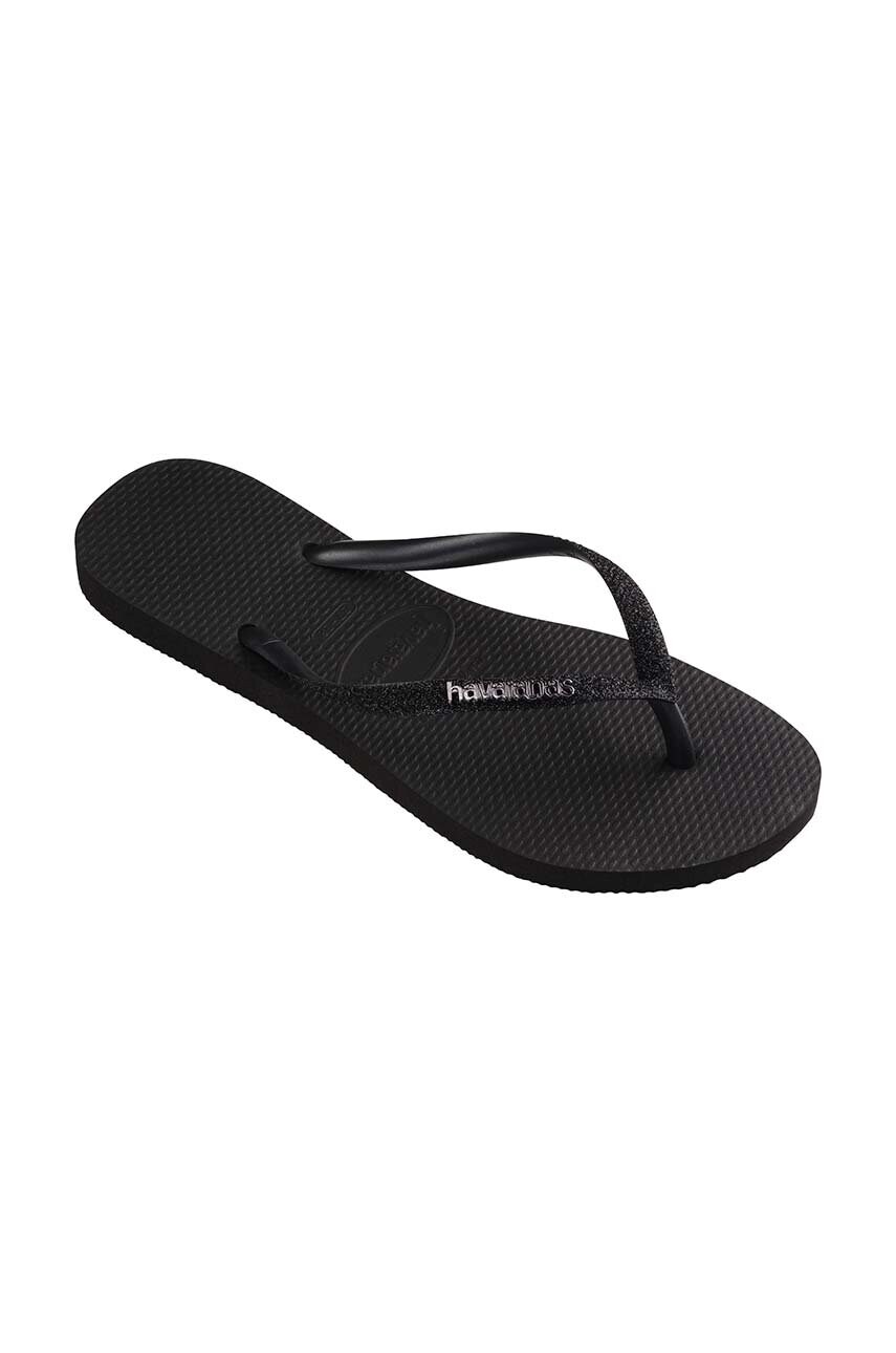 В'єтнамки Havaianas SLIM GLITTER II жіночі колір чорний на плоскому ходу 4146975.1069