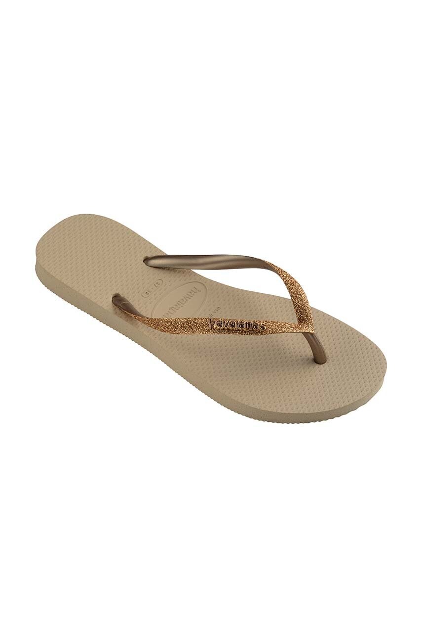 В'єтнамки Havaianas SLIM GLITTER II жіночі колір золотий на плоскому ходу 4146975.9177